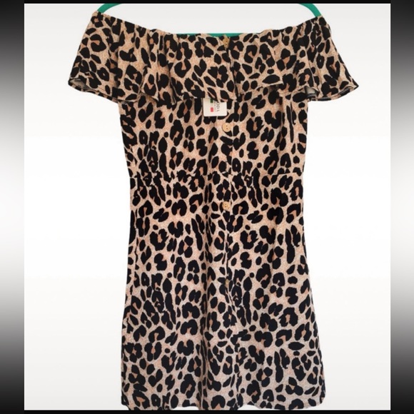 COPY - Animal print off the shoulder dress  Size M - Picture 2 of 4